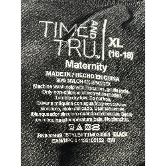 Time And Tru XL (16-18) Maternity Leggings Black Nylon/Spandex Seamless Support - Picture 5 of 7